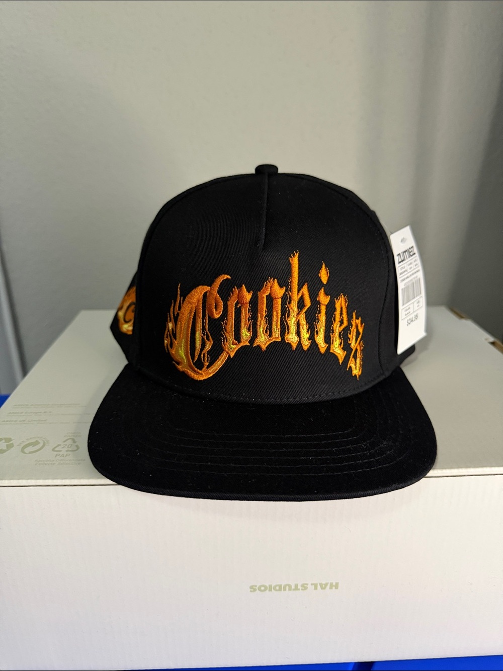 Cookies Black and Orange Gothic Logo Snapback Hat